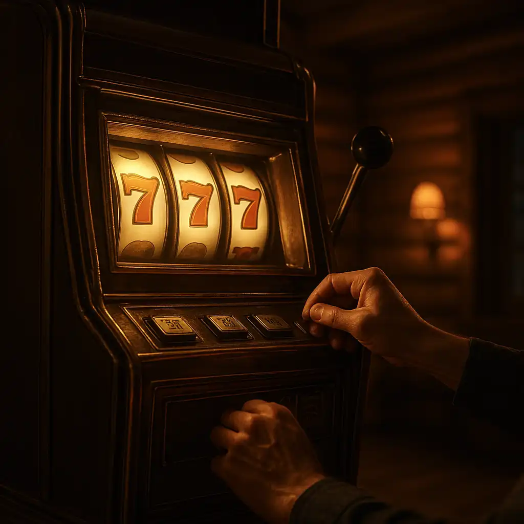 Player spinning a slot machine reel with bonus funds credited